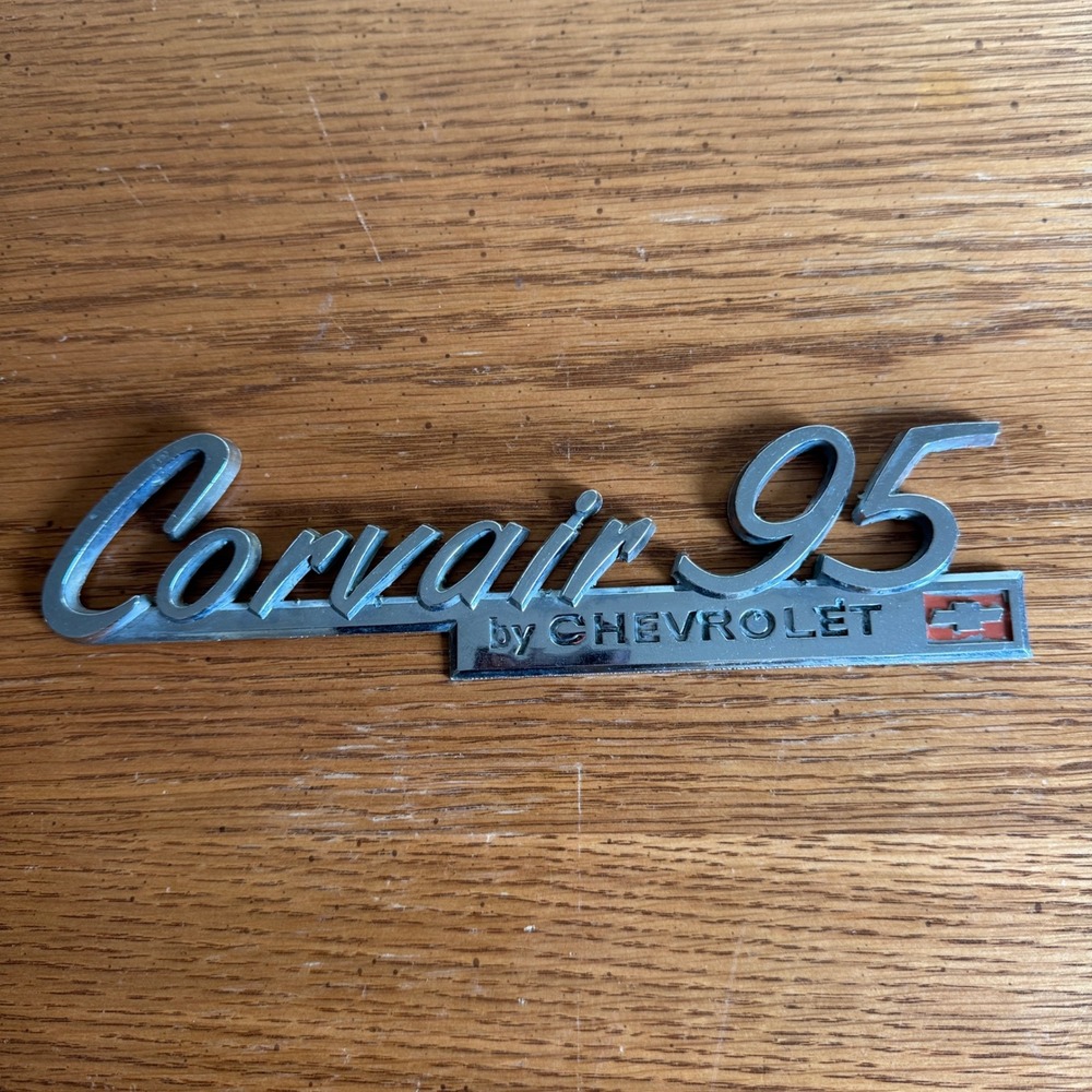Chevrolet Corvair 95 Emblem Badge Script‎ by Chevrolet P 3819389 STUDS removed